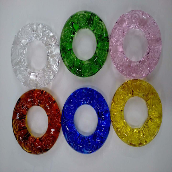 6PCS/Lot Hollowed Quality Glass Crystal Circle Ring Beads for DIY Jewelry Making Blue/Brown/Green/Pink/Yellow/White