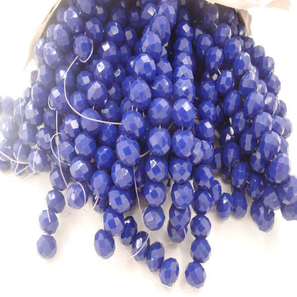 145Beads/4MM 98Beads/6MM 70Beads/8MM Blue Rondelle Faceted Ceramic Glass Crystal Beads For DIY Jewelry Making Necklace Beads