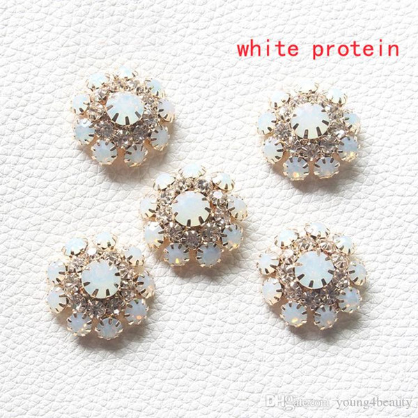 10pcs/lot 22mm light yellow green protein white protein crystal rhinestone gold metal button sewing-on garments shoes accessory.