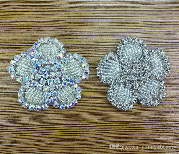 6pcs/lot beautiful delicate little flower trimmings ab crystal rhinestone applique for headdress bag shoes crafts hat accessory.