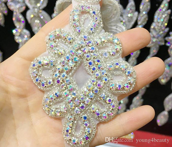 88cm/lot 10pcs/lot Chinese knot shape ab color crystal rhinestone applique trims for dress shoes bags headdress fashion decoration.