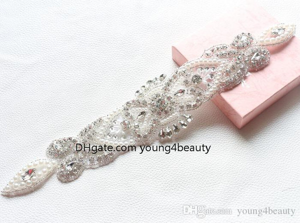 free shipping 1pc/lot fashion crystal bridal trims with pearl for rhinestone crystal belt for wedding dress DIY dress accessory.