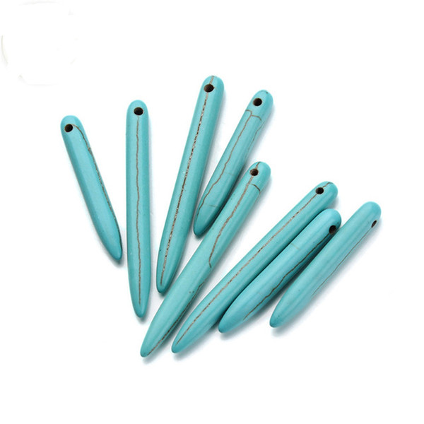 Fashion New 100pcs/Lot Blue Turquoise Beads Size 5*35 5*40 5*45 5*50mm Loose Natural Stone Beads For Jewelry Making Diy Necklace Supplies