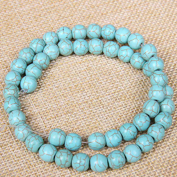 Natural Synthesis Blue Turquoise Stone Beads Round Loose Beads 15