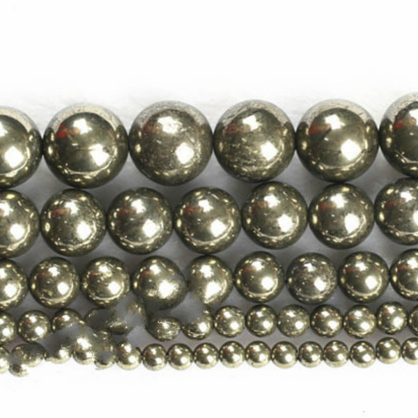 8mm Fctory Price Natural Stone Iron Pyrite Round Loose Beads 16