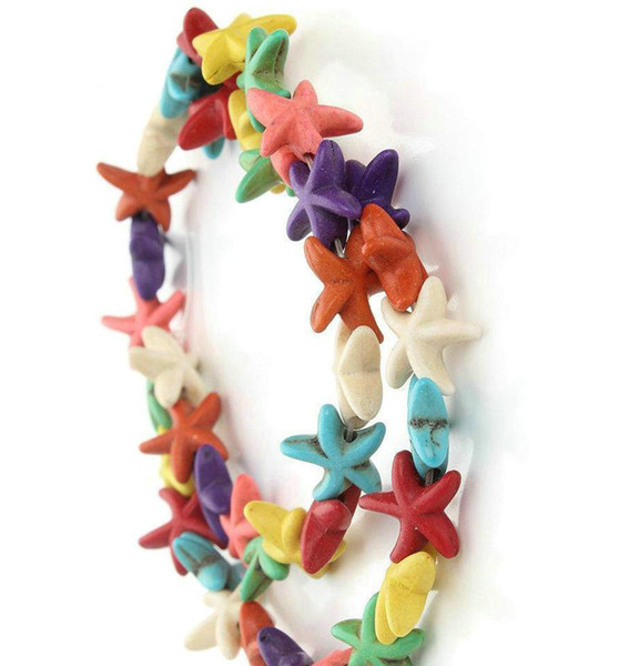 38pcs/Strand Starfish Loose Spacer Blue White Turquoise Beads Beads DIY Bracelet necklace Jewelry Making Semi Precious Stone 13mm*13mm