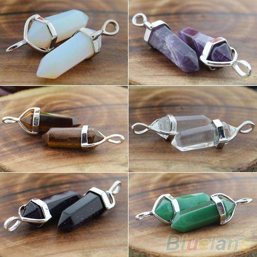 Rock Crystal Healing Point Chakra Reiki Pendant Bead For Necklace 07NB