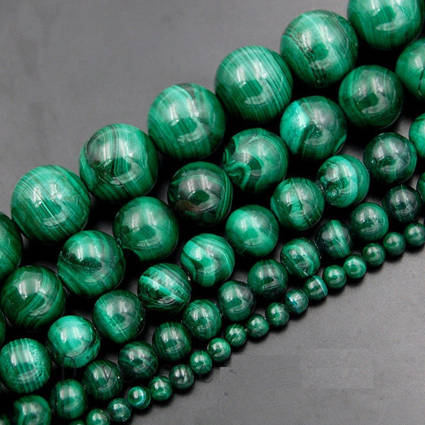 wholesale Natural 4mm 6mm 8mm 10mm Green Malachite Gemstone Round Loose Beads 15