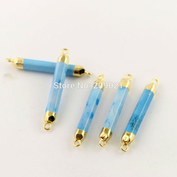 DIY 10Pcs New Gold Plated Turquoise Stone Connector Beads Charms Jewelry Findings