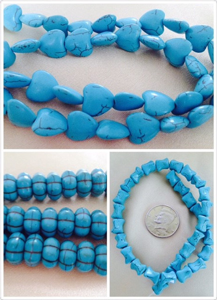 Natural Unique Shape Blue Green Turquoise Stone Beads Loose Strand Natural Stone Jewelry Beads For Bracelet Necklace DIY Craft Material