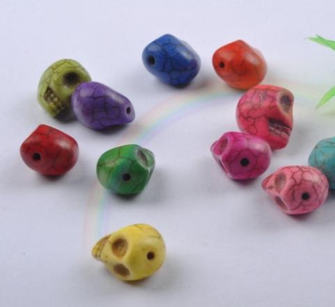 50 pcs Colored turquoise stone skull loose beads optional color