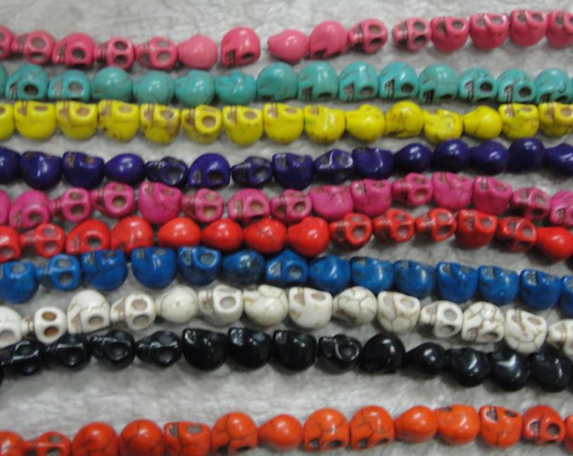 300pcs Colorful 10 mm skull turquoise loose beads DIY Bracelet necklace