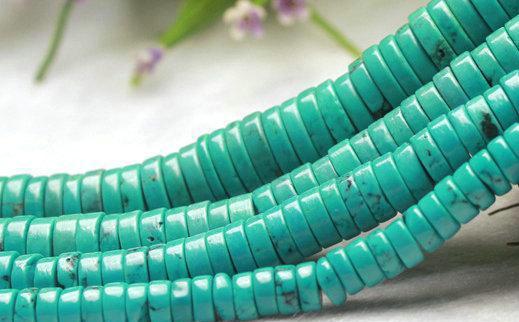 ONE STRAND TURQUOISE SPACER Beads COIN Loose Beads Semi Precious Stone For Jewelry Making Diy