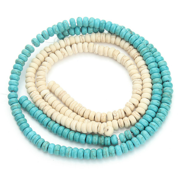 8mm100pcs 3*6mm Natural Stone Green White Turquoises Beads for Jewelry Making Round Loose Spacer Beads Diy Bracelet Necklace