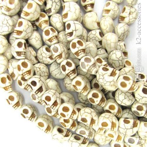 5strands(5x30pcs) white Howlite Turquoise SKULL Loose Stone Beads jewery making for bracelet necklace 10*13MM