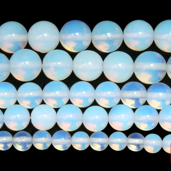 8mm Natural Stone Smooth White Opalite Quartz Loose Beads 15