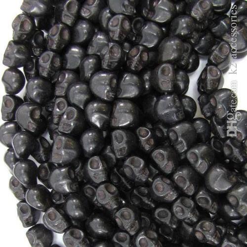 5strands(5x30pcs) black Howlite Turquoise SKULL Loose Stone Beads jewery making for bracelet necklace 10*13MM