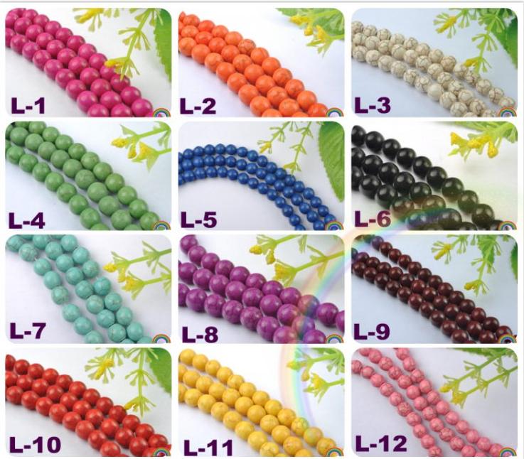 Wholesale - 40 Pcs 8 MM Mixed Round Turquoise Stone Bead & DIY Loose Beads