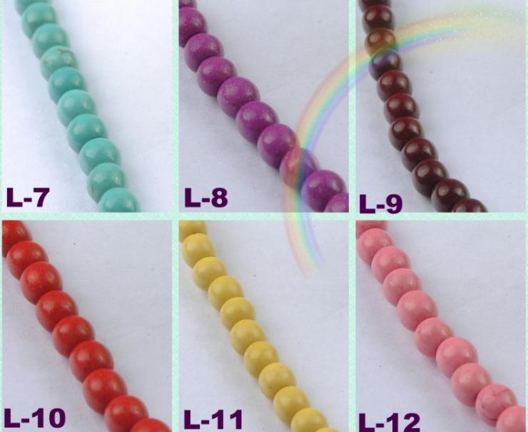 Wholesale - 80 Pcs 6 MM Mixed Round Turquoise Stone Bead & DIY Loose Beads