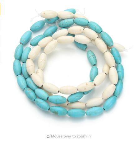 Approx.33pcs/pack 0.6cm*1.2cm Jewelry Making DIY Loose Spacer Seed Beads Blue White Created Beads Olive Stone F1277