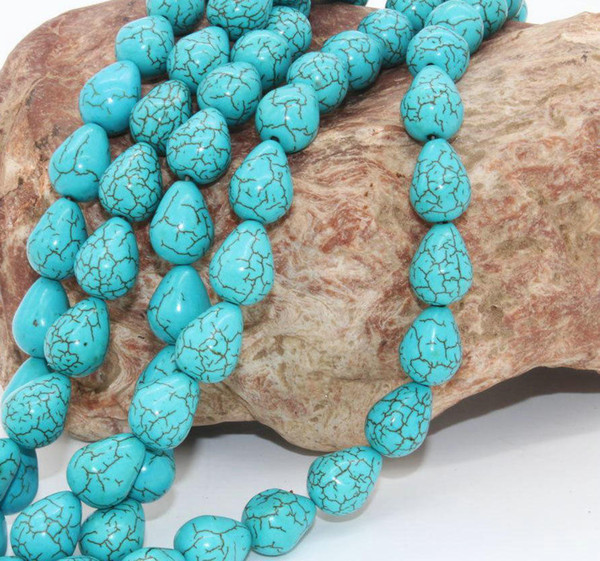 Turquoise Teardrop Bead Stone Charm for Bracelets Stone Beads 12x16mm DIY Jewelry Making