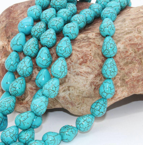 Turquoise Teardrop Bead Stone Charm for Bracelets Stone Beads 12x16mm DIY Jewelry Making