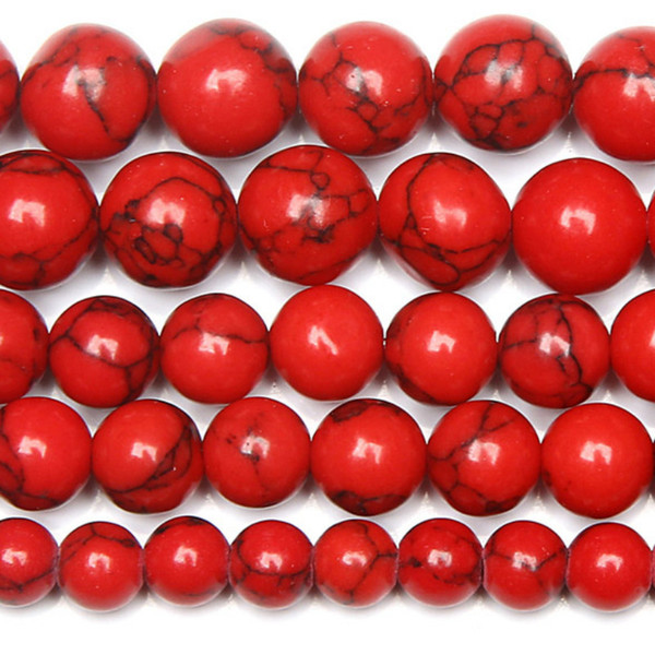 8mm Natural Stone Chinese Red Turquoises e Round Loose Beads 15