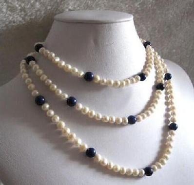 7-8MM WHITE 8-9mm BLACK NATURAL SOUTH SEA PEARL NECKLACE 52