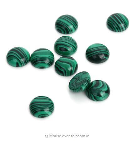 20pcs 6/8/10/12mm Malachite Loose Cameo Cabochon Beads Natural Stone Cabochon Setting Supplies For Craft Jewelry Makings F4014