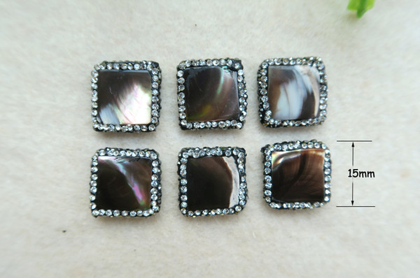 10Pcs Natural chocolate shell Bead Pave Rhinestone Connector Spacer Bead For DIY Making Bracelet necklace Jewelry BD37