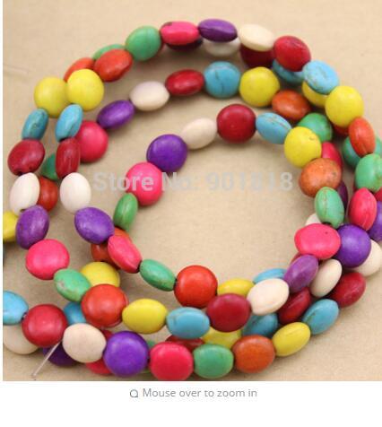 Approx.51pcs/pack Dia 0.8cm Colored Flat Round Spacer Beads Created Seed Beads Loose Semi Precious Stones DIY Jewelry F1319