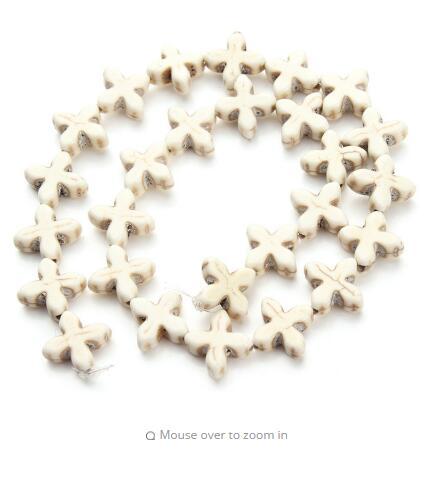 Approx.29pcs/pack 1.5cm*1.5cm*0.6cm Loose Spacer Seed White Cross Created Stone Beads Jewelry Making DIY Accessories F1296