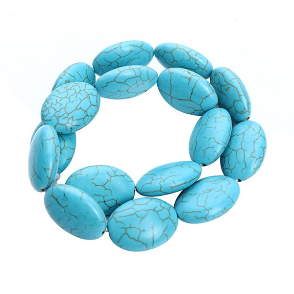 16pcs/pack 2.4cm*1.8cm Big Created Stone Jewelry Making Blue Oval Shape Created Beads DIY Natural Stones Beading F1183