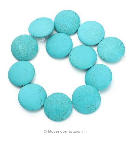 Approx.10pcs/pack Dia 3.3cm Blue Flat Round Large Created Spacer Beads DIY Craft Jewelry Material Accessories Stone F1229