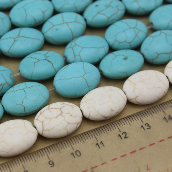 20pcs/pack 1.9cm*1.5cm*0.8cm Created Stone Blue White Oval Shape Created Beads DIY Jewelry Natural Stones Beading F1175