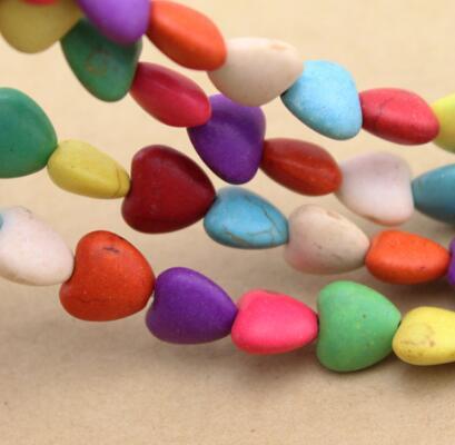 41pcs/pack 1cm*1cm Colorful Heart Loose Spacer Seed Beads Created Stone Beads DIY Necklace Bracelet Jewelry F1331