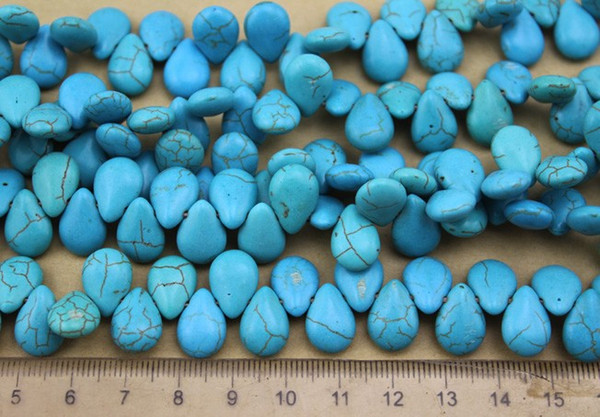 62pcs/pack 0.95cm*1.3cm Jewelry Making Tear Drop Blue Created Beads Necklace DIY Stones Beading Jewelry Making Craft F1253