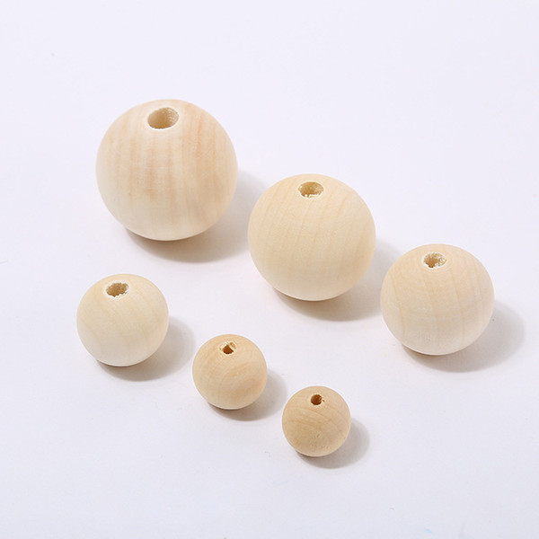 Natural Ball Round Spacer Wooden Bead Eco-Friendly Natural Color Wood Beads Lead-Free Wooden Loose Beads For DIY Jewelry Making