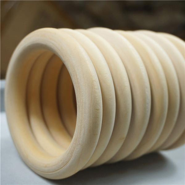 100pcs/lot Natural Color Wood Teething Beads Wooden Ring Beads Baby Teether DIY Kids Jewelry Toss Games 15- 50mm