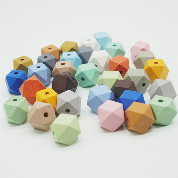 50pcs/lot 20mm Mix Color Natural Wood Beads Faceted Octagonal Shape Loose Wooden Beads For Jewelry Making DIY Necklace Earring