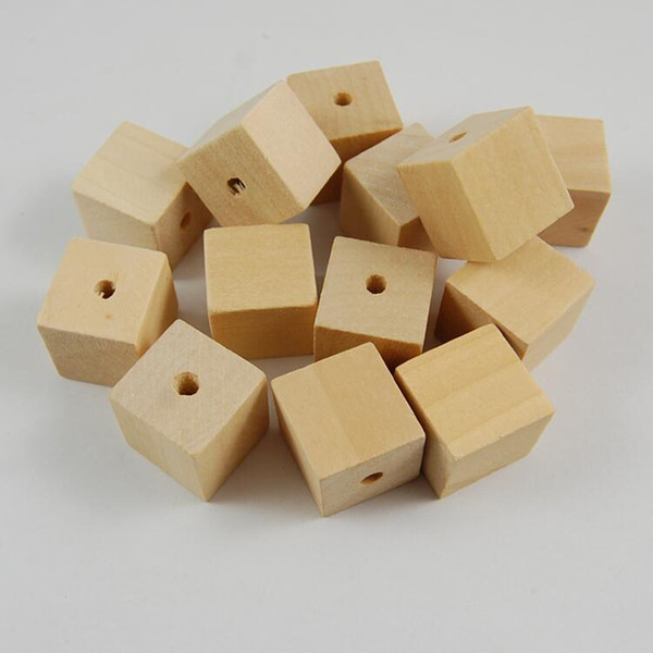 100pcs/lot Natural Color Unfinished Geometric Square Wooden Beads DIY Loose Cube Wood Beads For Jewelry Making 12/14/16/20MM