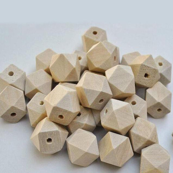 50pcs/lot Organic Unfinished Geometric Teether Wood Beads Baby Teether DIY Accessories Wooden Octagon Beads For Jewelry Making