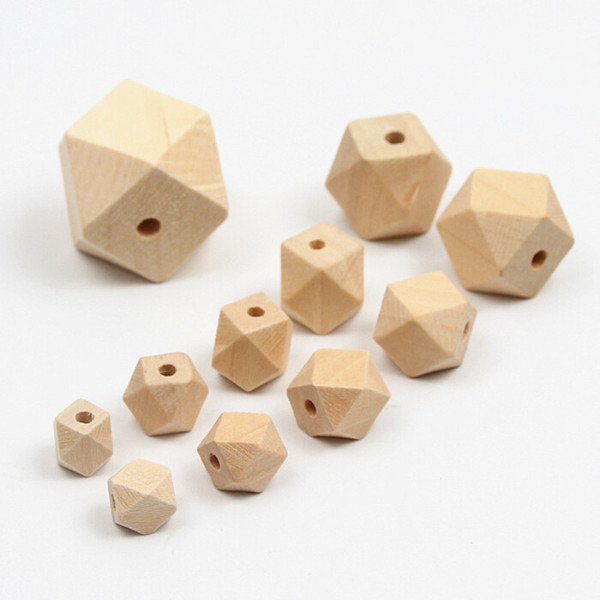 Wholesale Wood Beads 10mm 12mm 14mm 16mm 20mm Natural Unfinished Geometric Wood Spacer Beads Jewelry DIY Wooden Necklace Accessories