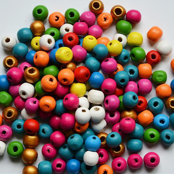 Two Hole Loose Beads Cheap Wholesale 500pcs/Lot 8mm Round Wood Beads Wooden Ball For DIY Brooch Jewelry Making Material Findings