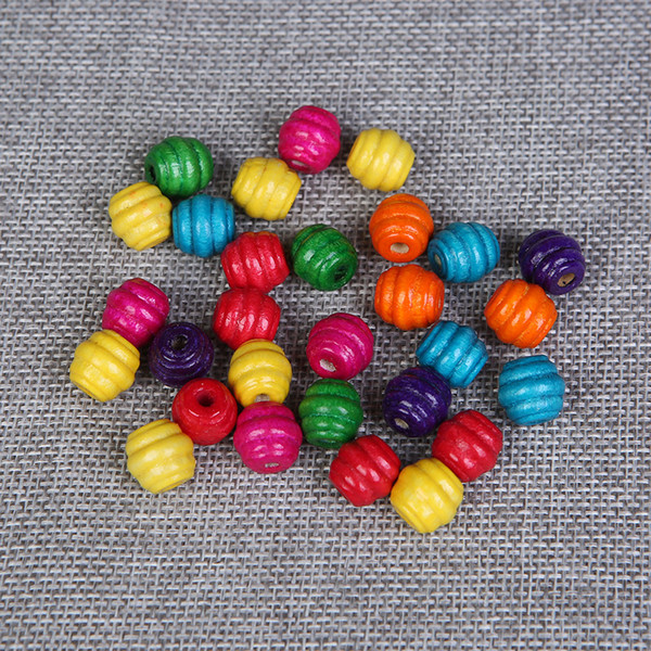 500pcs 10mm Dye Thread Round Spacer Wood Beads For Baby DIY Crafts Kids Toys Wooen Jewelry Making DIY Loose Colorful Wooen Beads