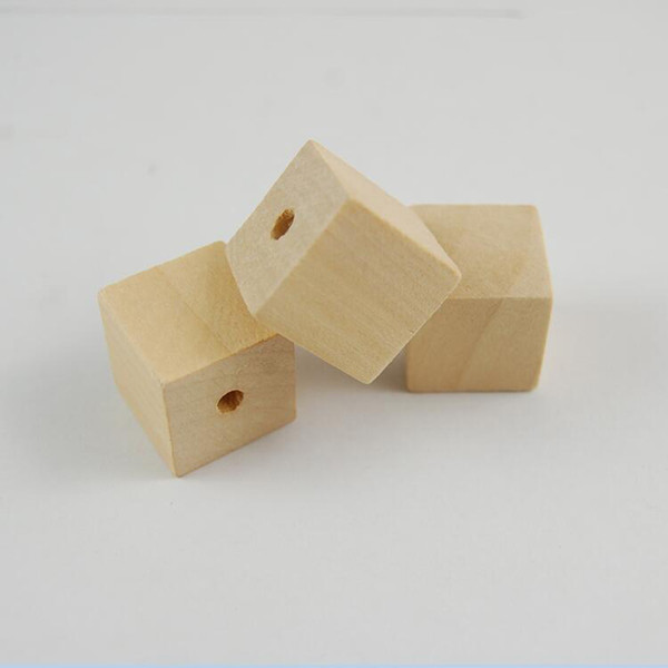 12/14/16/20mm Square Shape Natural Wood Beads Lead-Free Cubes Loose Wooden Beads With Hole for Necklace Crafts Making 100pcs/lot