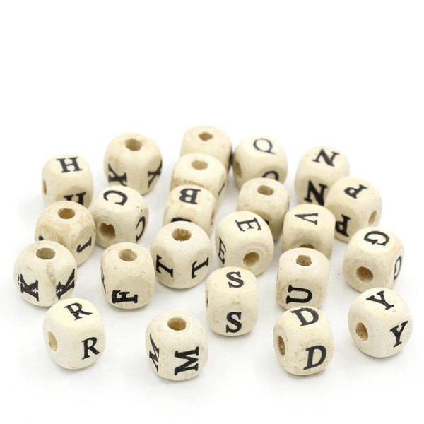 500pcs/lot Mix Letter Wood Beads DIY Jewelry Making Natural Wooden Beads Alphabet Square Cube Letter Wood Beads For Bracelet Necklace