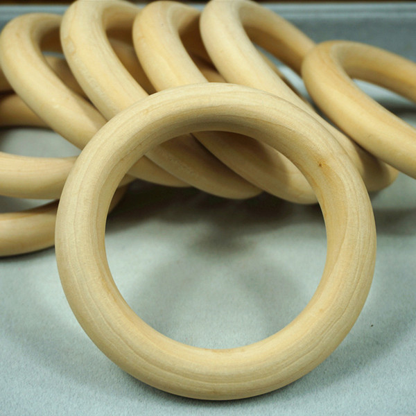 50pcs 40-70mm Natural Wooden Beads Connectors Circles Wood Rings Beads Lead-Free Round Unfinished Natural Wood Jewelry Making Findings