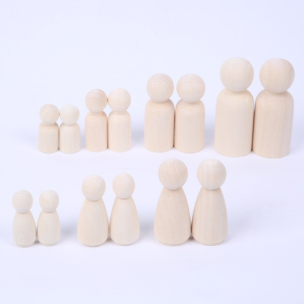 35mm 43mm 53mm 65mm Natural Boys Girls Wooden Beads Fit Children Graffiti Toys DIY Wood Puppet Beads Jewelry Accessories 20pcs