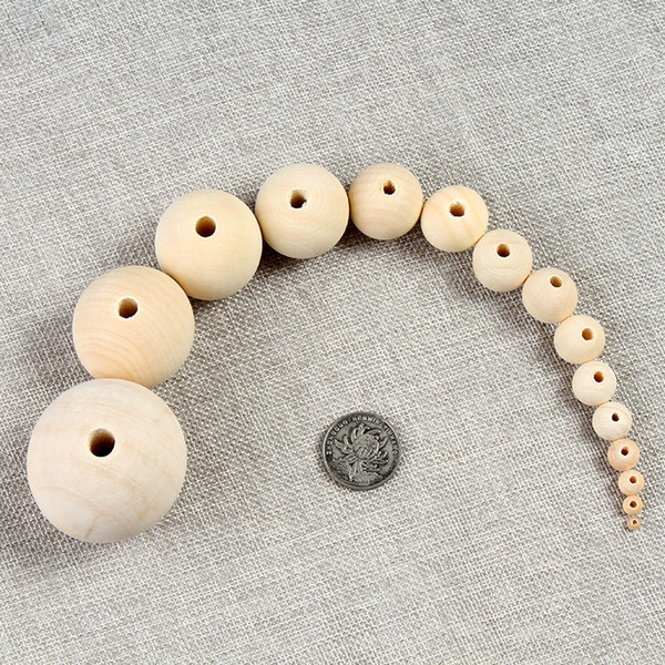 Natural Color Wood Beads 100pcs Round Loose Spacer Bead DIY Jewelry Accessories 12/14/16/18/20/25/30/35/40mm Wooden Beads